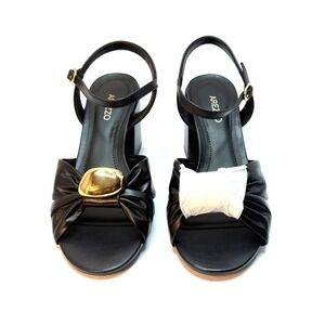 Arezzo Women's Flora Mid Block Heel Sandals Black Size 7.5B NWT and BOX